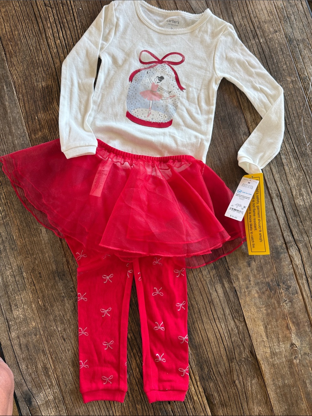 Carter's holiday three piece set with Red Tutu & Red Bow-Print Leggings NWT